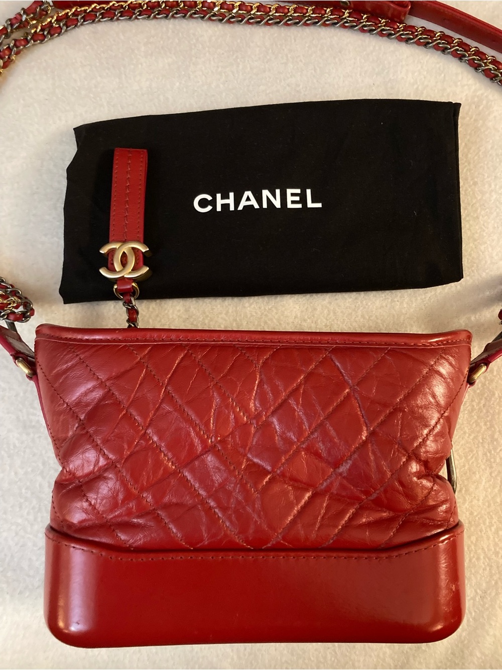 Red crinkled calfskin Chanel Gabrielle bag